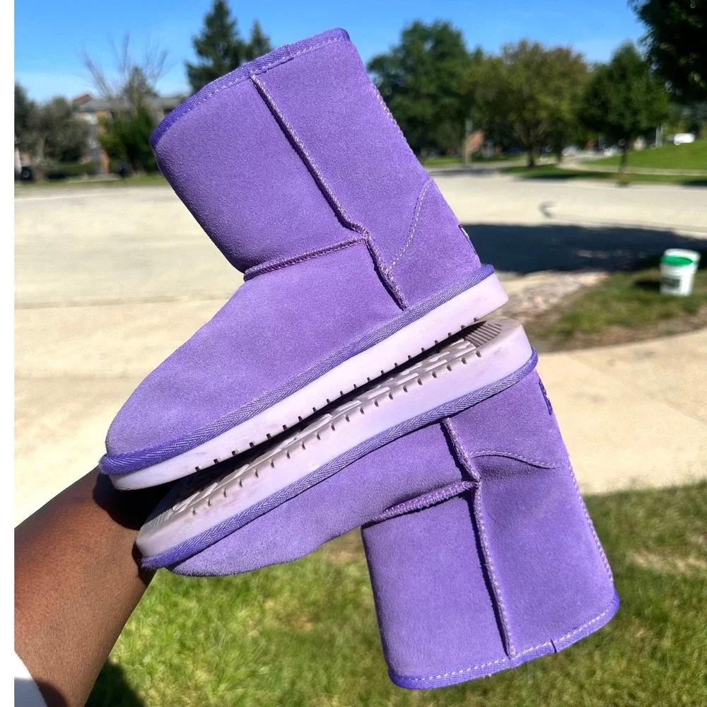 Koolaburra by UGG Victoria Purple Suede Faux Fur Lined Boots Big Kids Size 1